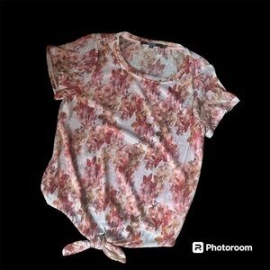 Anthropologie Eva Franco floral metallic blouse shirt